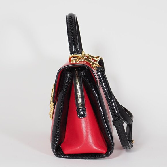 Dolce & Gabbana Red Leather Top Handle Shoulder Bag with Gold Hardware - Picture 3 of 15
